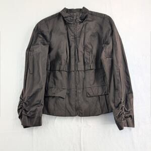 CHICO'S Women's Size 10 Tyla Shine Crinkle Textured Lined Brown Jacket